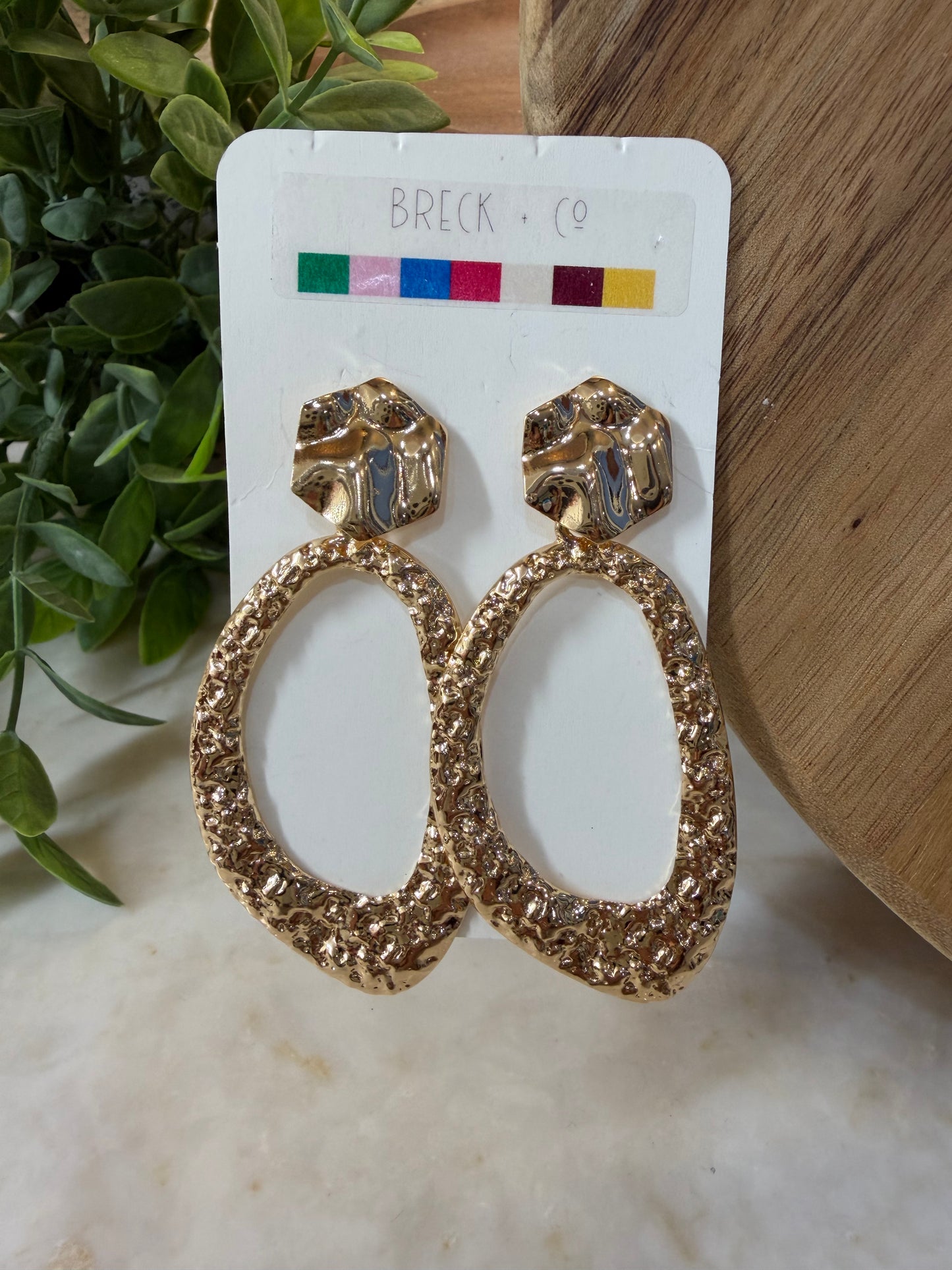 Gold Teardrop Hammered Earrings