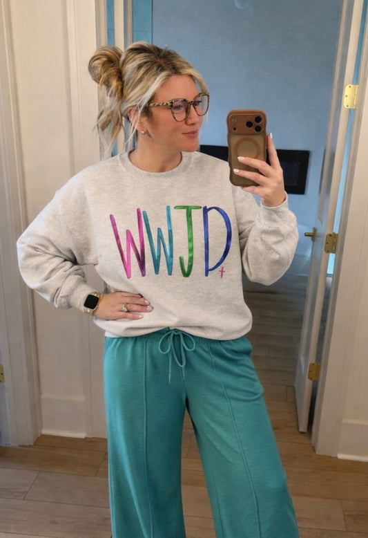 Custom Metallic Puff WWJD Sweatshirt