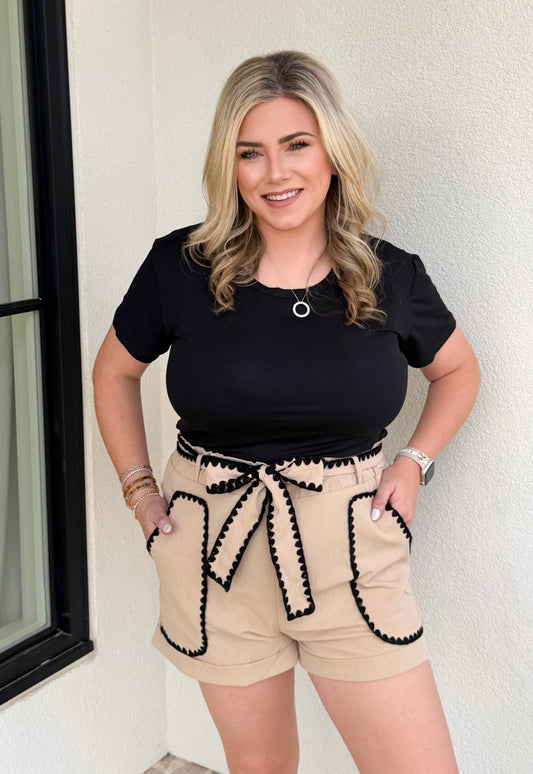 Black Basic Short Sleeve Top